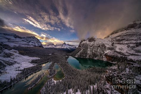 Lake Ohara Sunset Winterscape From Opabin Prospect Photograph By Mike