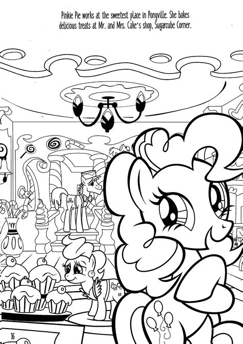 My Little Pony Coloring Pinkie Pie Cake Shop Colouring Pages Fun
