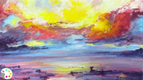 Acrylic Painting Tutorial How Paint An Impressionist Sunset Youtube