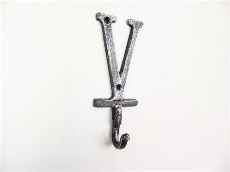 Buy Rustic Silver Cast Iron Letter V Alphabet Wall Hook In Cast Iron