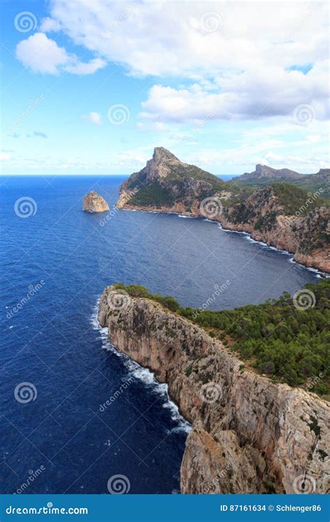 Cap De Formentor Cliff Coast And Mediterranean Sea Majorca Stock Photo