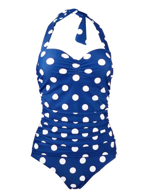 One Piece Polka Dot Swimsuit Blue Polka Dot Swimsuits Polka Dot