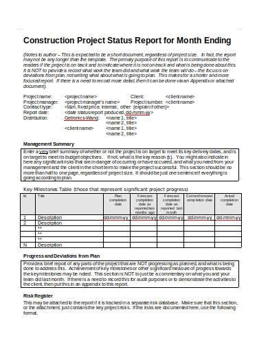Construction Project Status Report