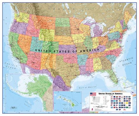 Large Usa Wall Map Political Laminated