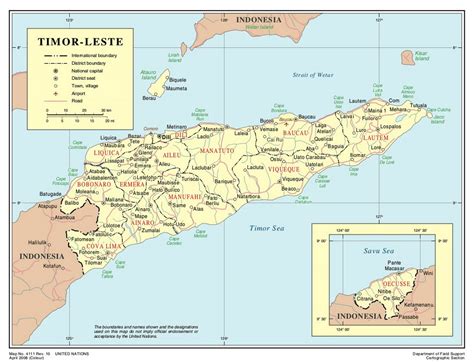 Detailed Political And Administrative Map Of East Timor With Roads