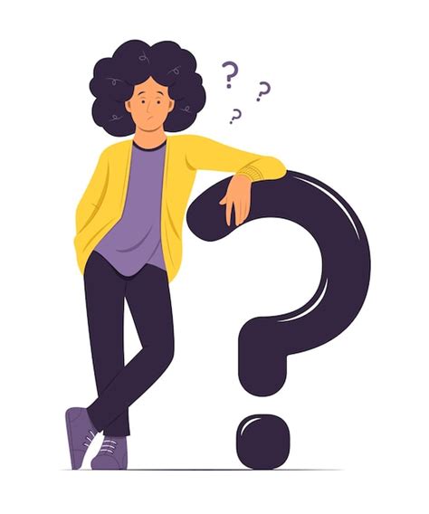 Premium Vector Man Thinking And Leaning Against The Question Mark