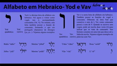 Série alfabeto hebraico 4 Yod e Vav YouTube