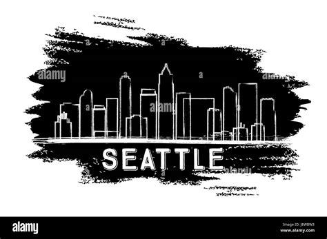 Seattle Skyline Silhouette Hand Drawn Sketch Vector Illustration
