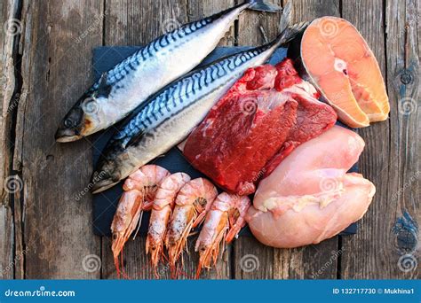 Healthy Food Of Animal Origin Stock Photo Image Of Fish Beef 132717730