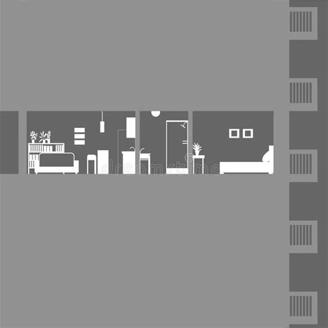 Apartment Building In Cut Modern Interiorvector Illustration Stock