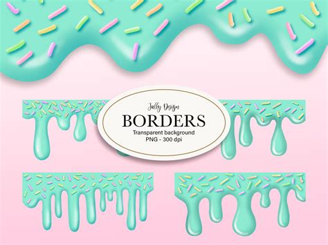 Pastel Blue Dripping Ice Cream Borders Graphic By Jallydesign