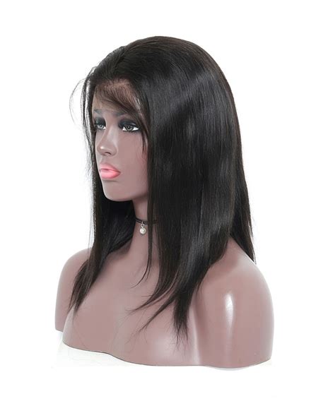 Pre Plucked Full Lace Human Hair Wigs For Women Black 180 Density Brazilian Straight Lace Wig