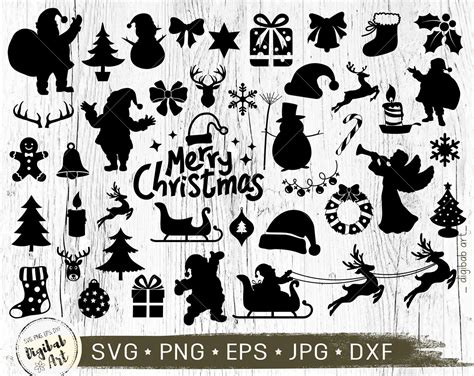 Christmas Silhouette Svg Bundle Dxf Png Xmas Tree Svg Christmas