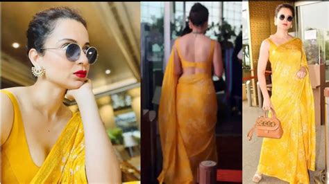 kangana ranaut looks gorgeous in yellow saree with backless blouse youtube