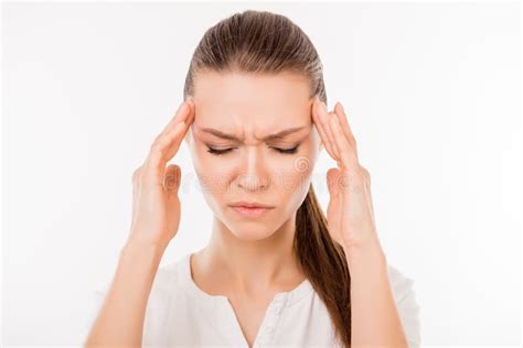 Close Up Photo Of Tired Unhappy Woman Isolated On White Background