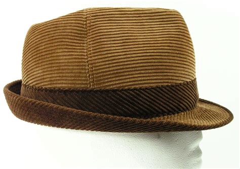Vintage Corduroy Fedora Hat Mens 58 Brown Corduroy 7 7 18
