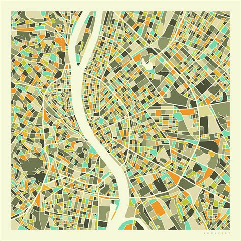 Budapest Map 1 Digital Art By Jazzberry Blue Fine Art America