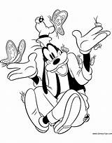 Goofy Coloring Pages Butterflies Disneyclips Among Sitting Funstuff sketch template