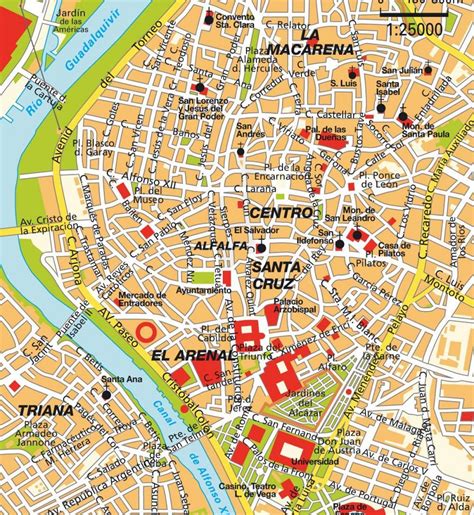 Mapa De Sevilla Centro Mapa De Sevilla España Centro De La Ciudad