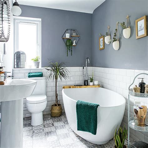 The ballet slipper hue plays nicely in this space as it softens the impactful amethyst marble tile and inky grout tub surround. DIY bathroom ideas on a budget that cost under £50 - using ...