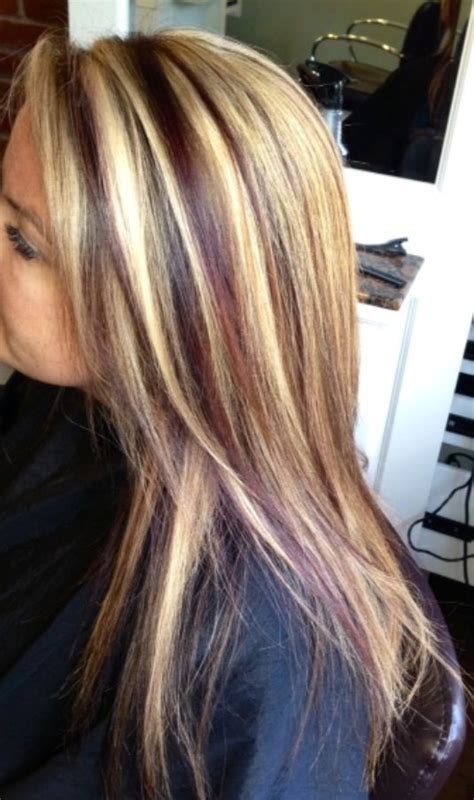 Brown hair is anything but boring! Blonde highlights with red lowlights. Hair By: Krystie ...