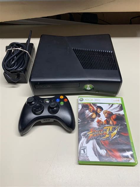 Microsoft Xbox 360 Slim S 4gb Black Console W Cables And Controller