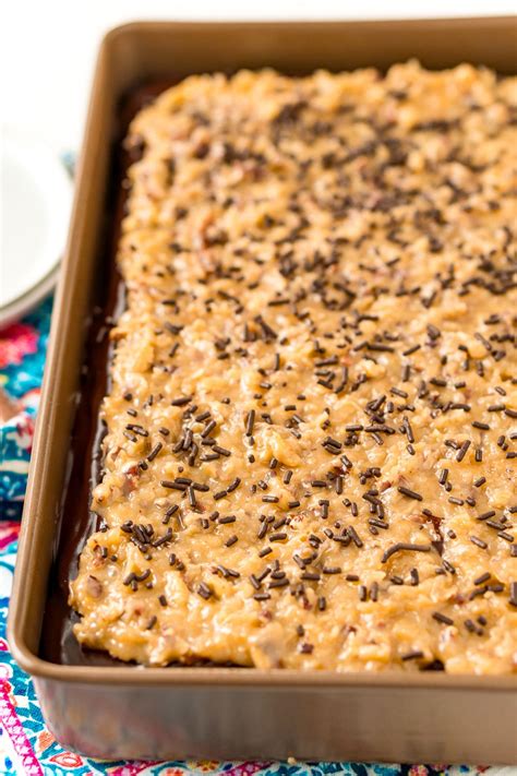 Rich & decadent german chocolate cake, layered with sweet coconut icing & drizzled in pecan free coconut frosting. This Caramel Pecan Frosting is a rich and decadent ...