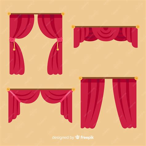 Premium Vector Flat Design Red Curtain Collection