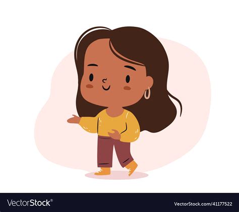 Cute Chibi Girl Character Pointing At Something Vector Image