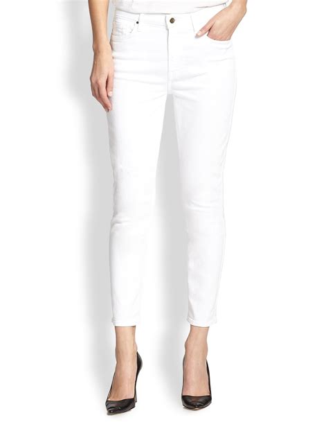 Jen7 Cropped Skinny Jeans In White Lyst