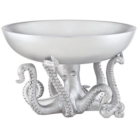 Silver Octopus Holding Decorative Bowl Figurine Style 8h870 Top