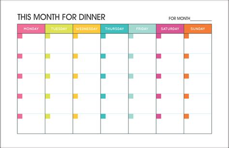 8 Best Printable Monthly Dinner Planner
