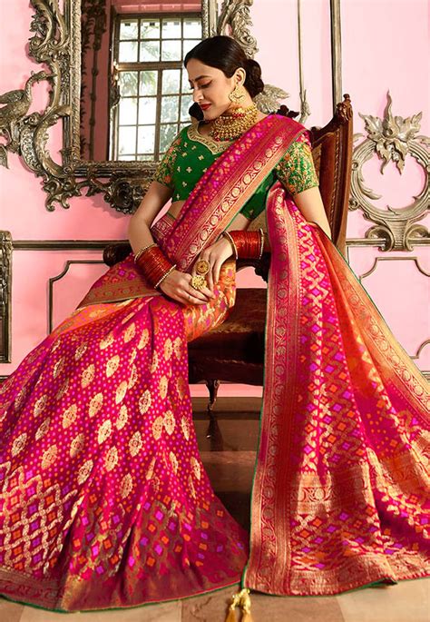 Buy Red And Peach Indian Wedding Silk Saree In Uk Usa And Canada