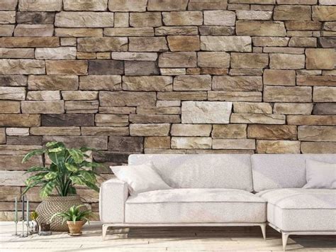 Stone Look Wallpaper Realistic Design For Walls About Murals