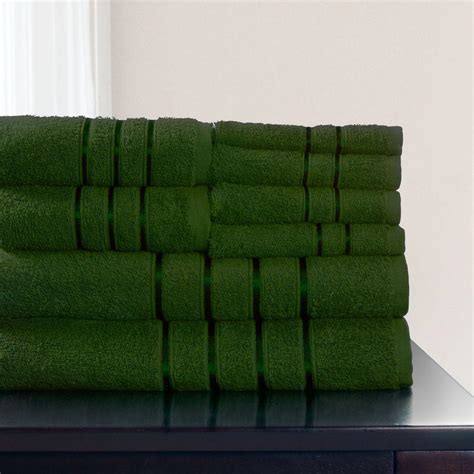 Lavish Home 8 Piece 100 Cotton Bath Towel Set In Green 67 0013 G The