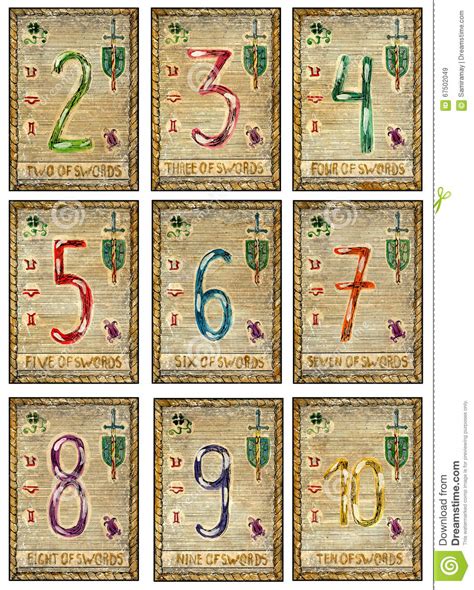 In tarot, one stands for the first step in an individual's journey, and there is its visible connection with numerology. Old Tarot Cards. Full Deck. Numbers Of Swords Stock Illustration - Illustration of artistic ...