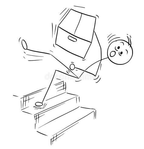 Vector Stick Man Cartoon Of Man Falling From Stairs Staircase Stock