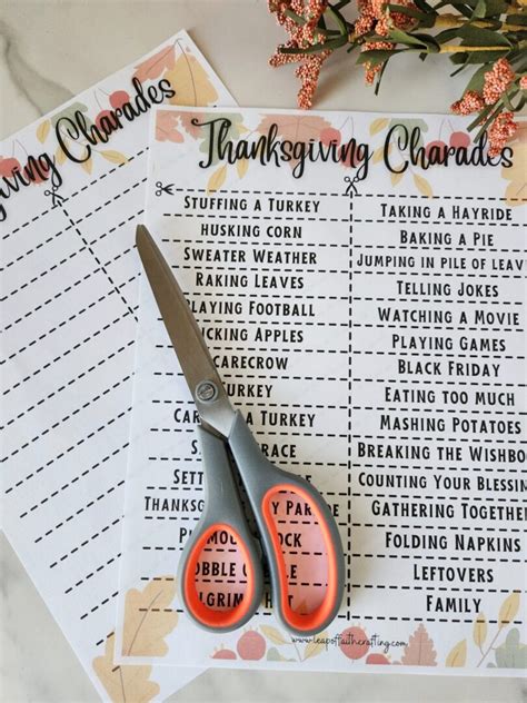Free Thanksgiving Charades Printable Game Cards 2023 Leap Of Faith