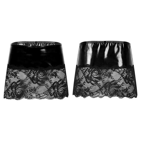 Hot Women Lace Patent Leather Micro Skirt Sexy See Through Night Club Miniskirt Ebay