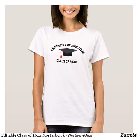 Editable Class Of 20xx Mortarboard Graduation T Shirt Zazzle T