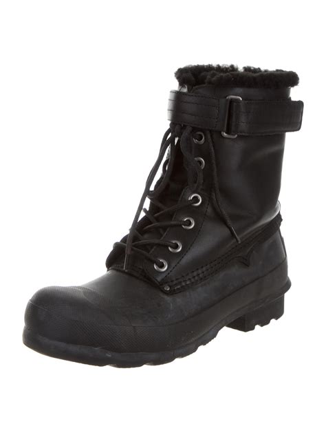 Hunter Shearling Lined Rubber Winter Boots Black Boots Shoes