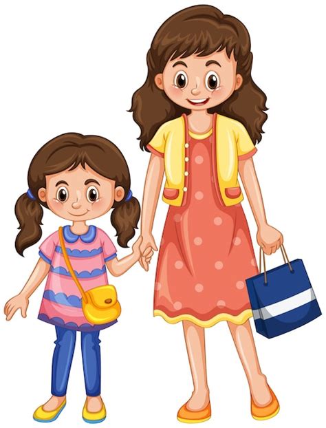 Free Vector Mother And Daughter Holding Hands