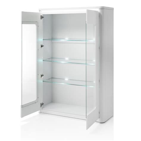 Kemble Wide Glass Display Cabinet In White High Gloss With Led Furniture In Fashion