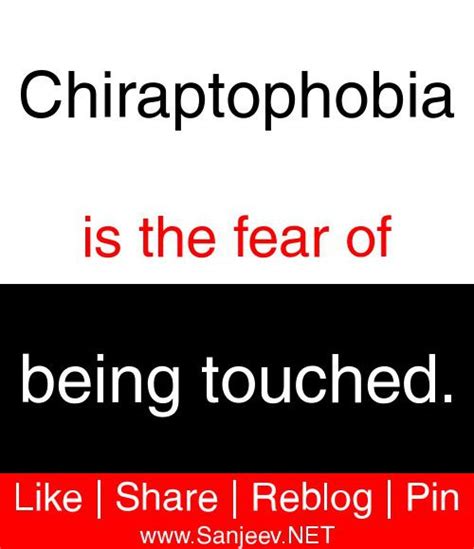Phobias List Chiraptophobia Is The Fear Of Being Touched