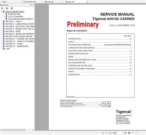 Tigercat Carrier Ad C Operator Service Manual