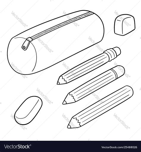 Set Pencil Case Royalty Free Vector Image Vectorstock