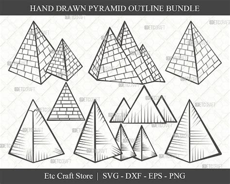 Pyramid Outline Svg Cut File Egypt Svg Landmark Svg Etsy