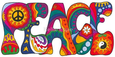 Psychedelic Peace Sticker By Kellie Espie Peace Sign Art Hippie
