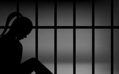 Three Imprison Silhouettes Staying In Prison Cell Vector Image