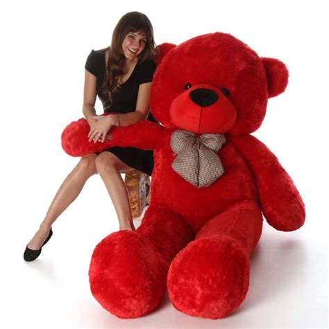 Bitsy Cuddles Soft And Huggable Jumbo Red Teddy Bear 72in Giant Teddy Bear Giant Teddy Bear